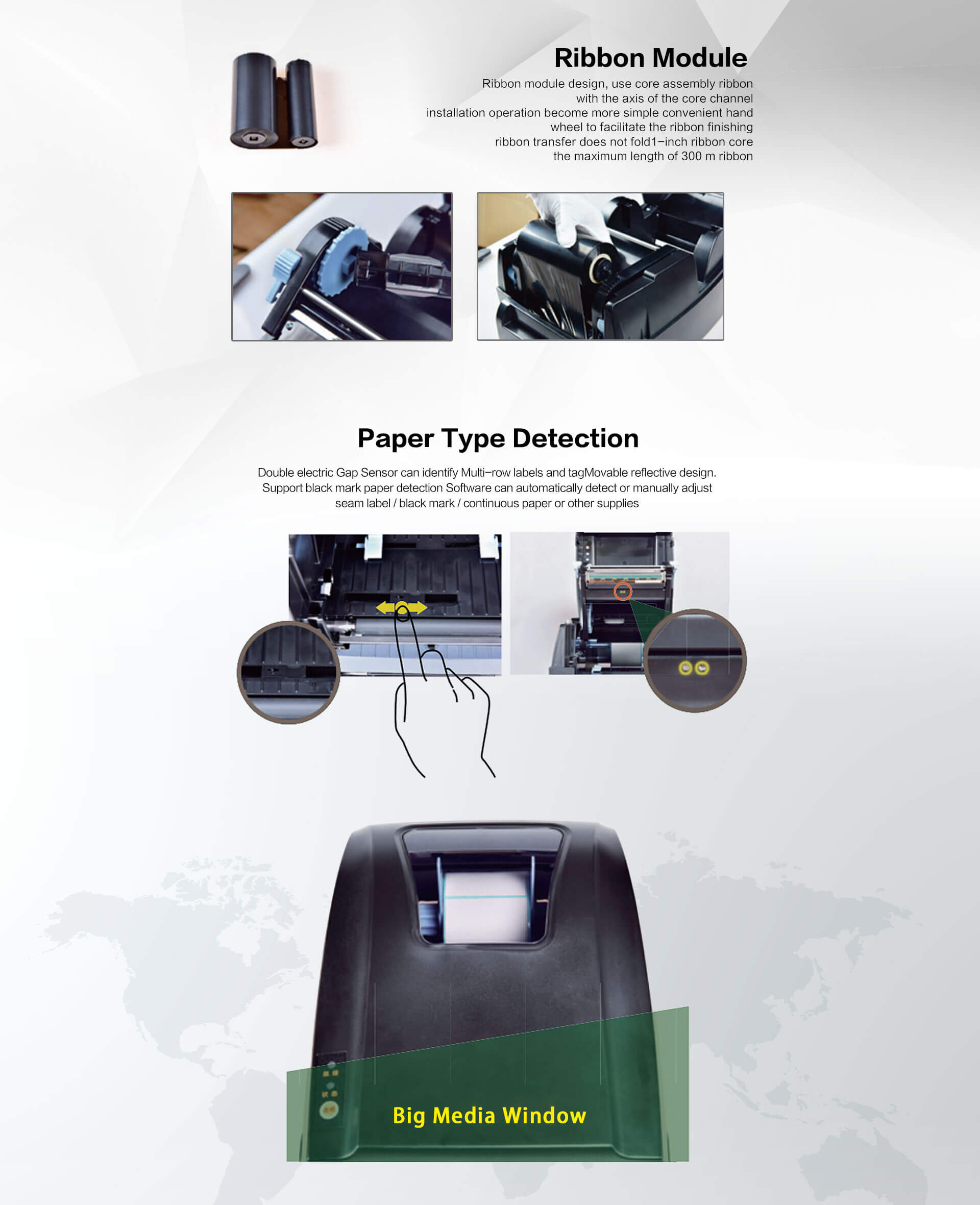 label printer roll module design